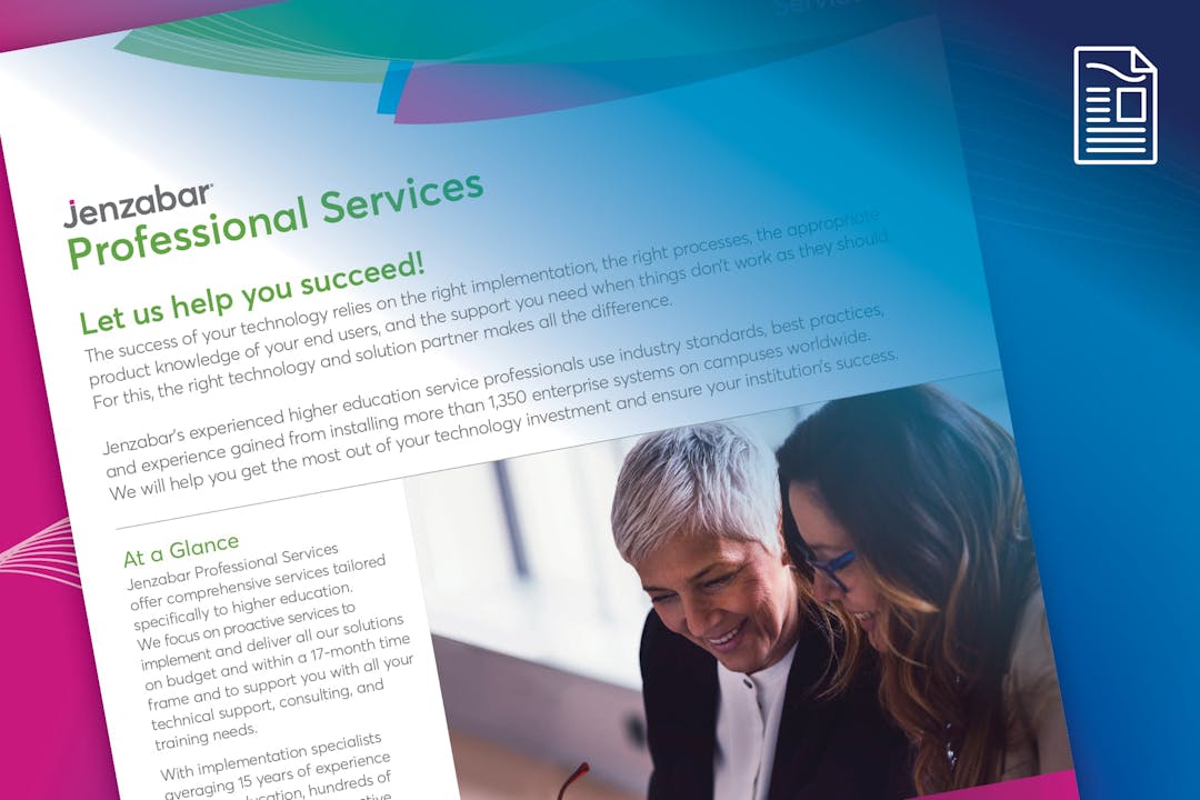 Jenzabar Professional Services Product Sheet