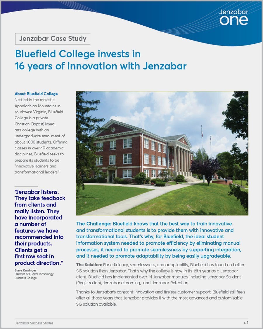 Case Study: Bluefield College Invests in 16 Years of Innovation With Jenzabar